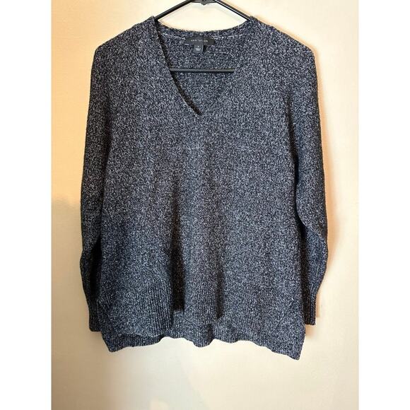 Ann Taylor Wool Sweater Heathered Gray Medium V-neck - Picture 1 of 4